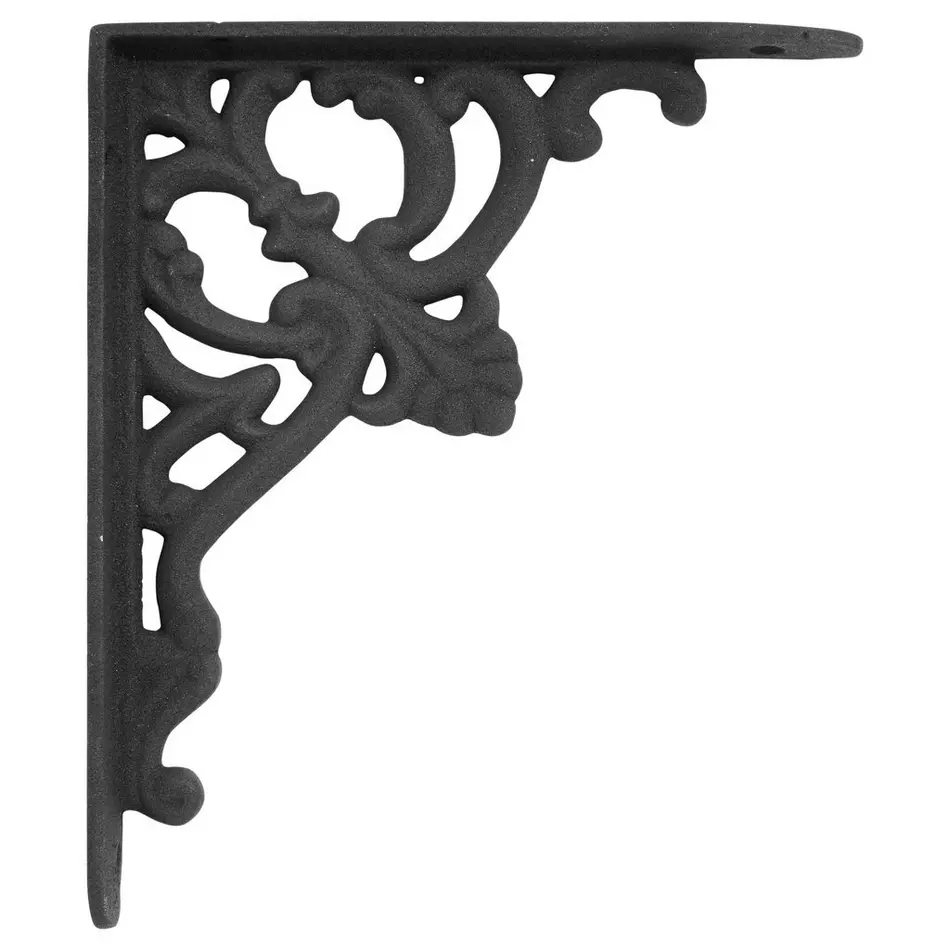 Naiture Fleur De Lis Themed Cast Iron Shelf Bracket in 2 Lengths and 2 Finishes