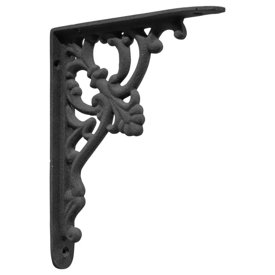 Naiture Fleur De Lis Themed Cast Iron Shelf Bracket in 2 Lengths and 2 Finishes