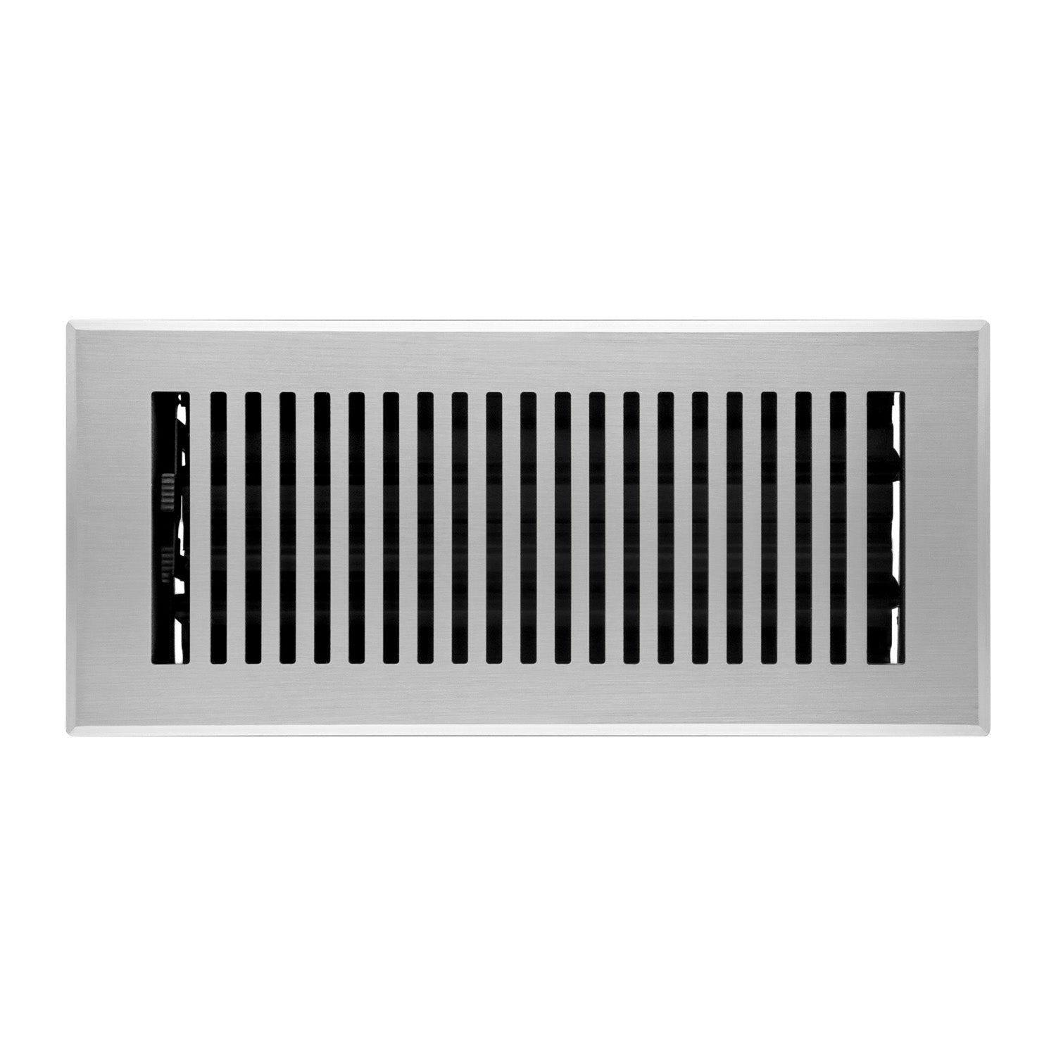 Naiture Louvered Floor Register, Modern Style Stainless Steel with Damper or Lever