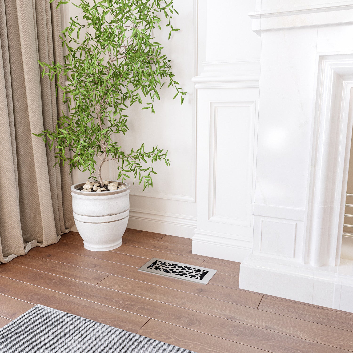 Naiture Louvered Floor Register, Traditional Style Stainless Steel with Damper or Lever